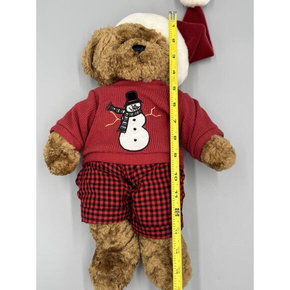 Vintage KenTex Christmas Teddy Bear SPRINGER 2000 In Shirt W/ Hat Attached 15” - Picture 6 of 10